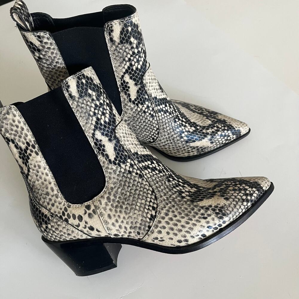 PAIGE Snake Print Ankle Boots - Picture 9 of 9